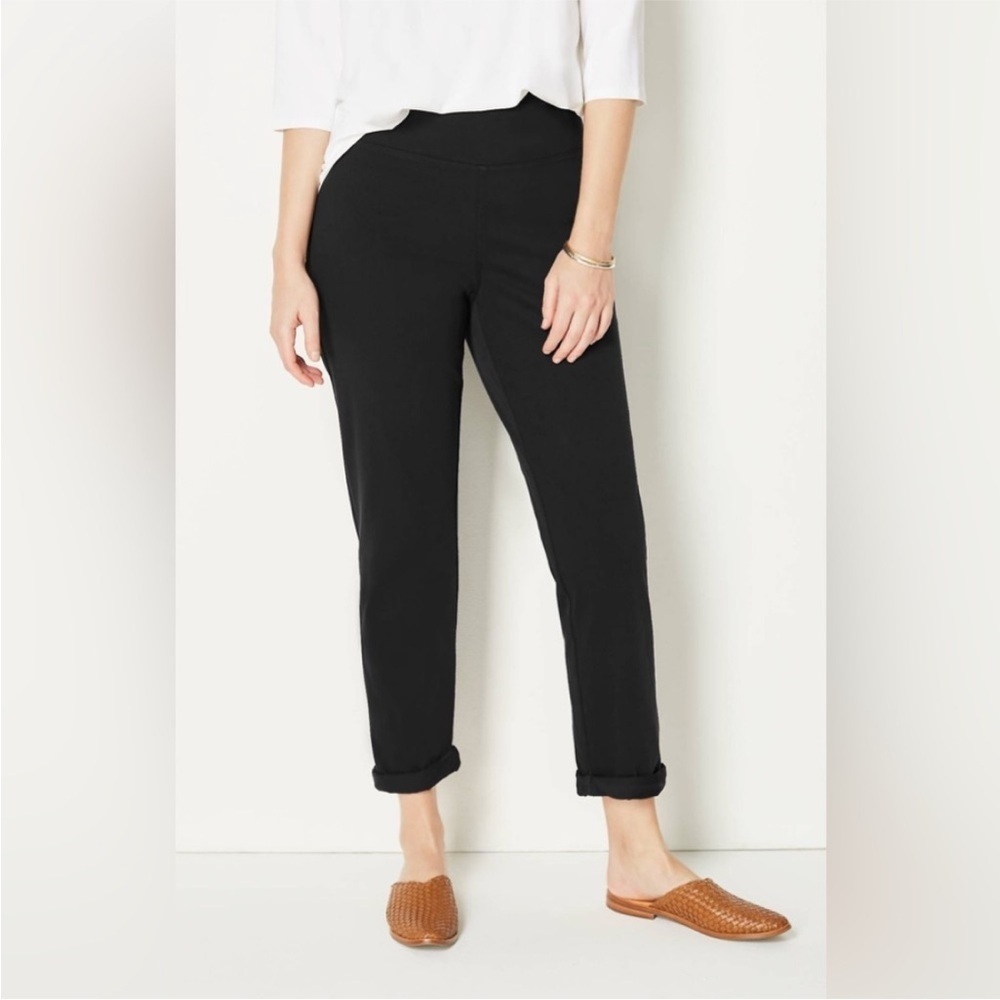 J.Jill Stretch Slim Fit Boyfriend‎ Jeans Black Pull-On High Rise Ankle SMALL